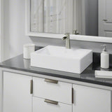 Rene 21" Rectangle Porcelain Bathroom Sink, White, with Faucet, R2-5018-W-R9-7008-BN - The Sink Boutique