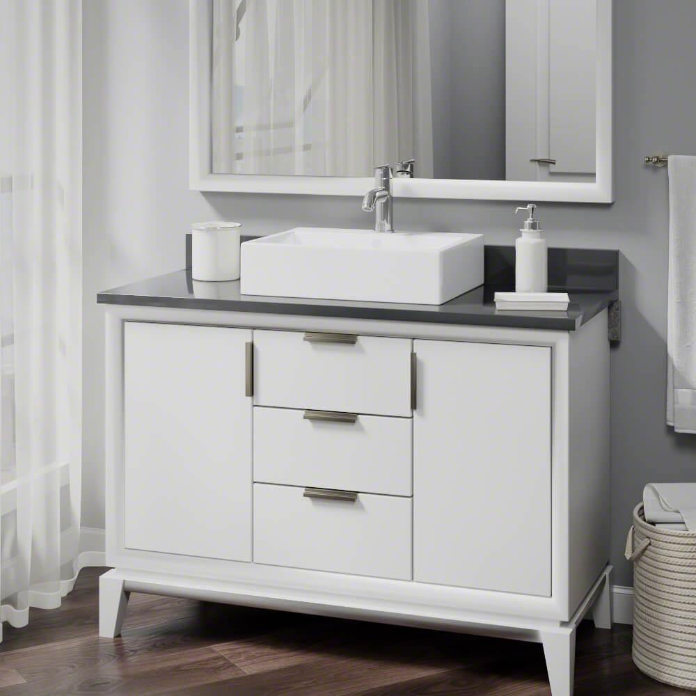 Rene 21" Rectangle Porcelain Bathroom Sink, White, with Faucet, R2-5018-W-R9-7009-C - The Sink Boutique