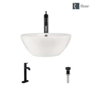 Alternate Image for Rene 16" Round Porcelain Bathroom Sink, Biscuit, with Faucet, R2-5031-B-R9-7001-ABR