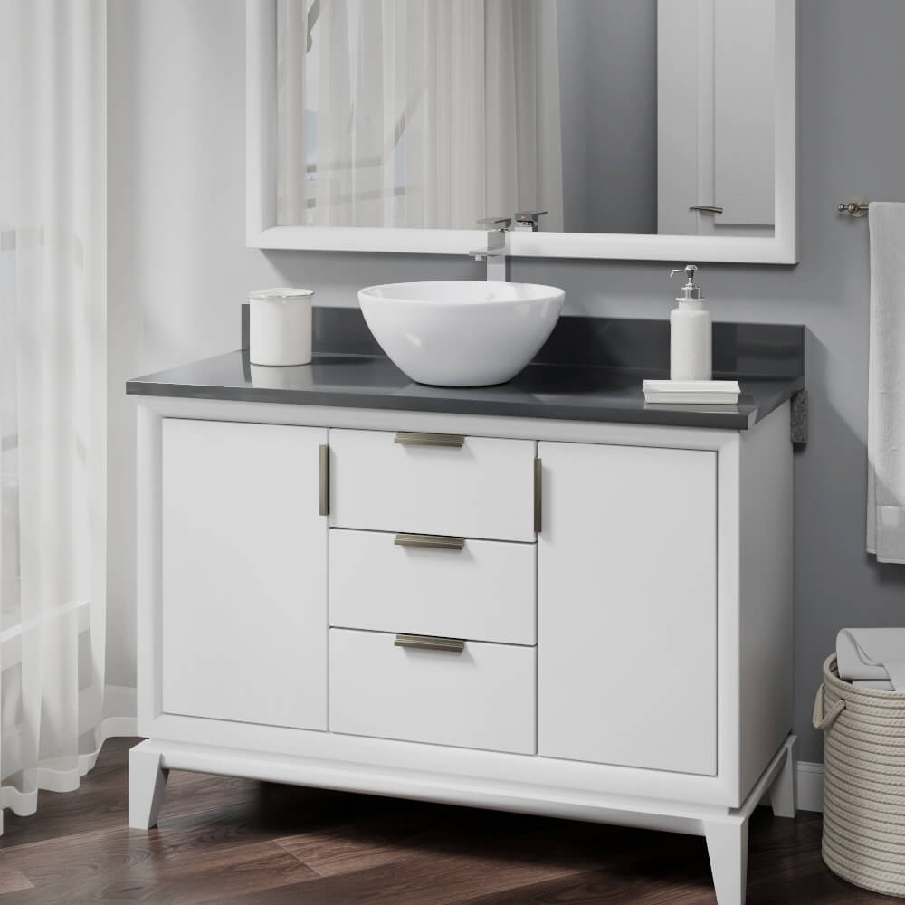 Rene 16" Round Porcelain Bathroom Sink, White, with Faucet, R2-5031-W-R9-7003-C - The Sink Boutique