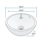 Rene 16" Round Porcelain Bathroom Sink, White, with Faucet, R2-5031-W-R9-7006-BN - The Sink Boutique