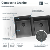 Rene 33" Composite Granite Kitchen Sink, 55/45 Double Bowl, Carbon, R3-1001-CAR-ST-CGF - The Sink Boutique