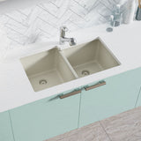 Rene 33" Composite Granite Kitchen Sink, 55/45 Double Bowl, Concrete, R3-1001-CON-ST-CGF - The Sink Boutique