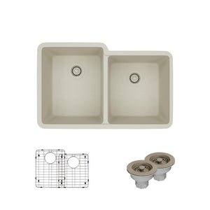 Alternate Image for Rene 33" Composite Granite Kitchen Sink, 55/45 Double Bowl, Concrete, R3-1001-CON-ST-CGS