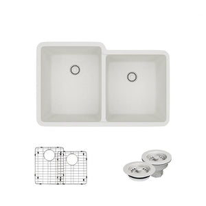 Alternate Image for Rene 33" Composite Granite Kitchen Sink, 55/45 Double Bowl, Ivory, R3-1001-IVR-ST-CGF