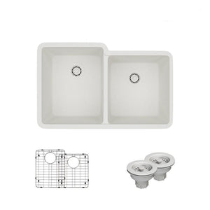 Alternate Image for Rene 33" Composite Granite Kitchen Sink, 55/45 Double Bowl, Ivory, R3-1001-IVR-ST-CGS