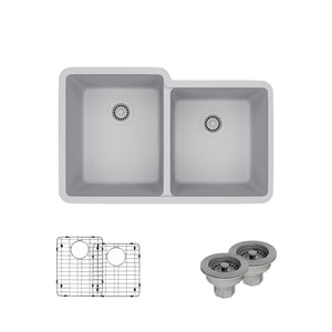 Alternate Image for Rene 33" Composite Granite Kitchen Sink, 55/45 Double Bowl, Pewter, R3-1001-PWT-ST-CGS