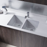 Rene 33" Composite Granite Kitchen Sink, 55/45 Double Bowl, Pewter, R3-1001-PWT-ST-CGS - The Sink Boutique