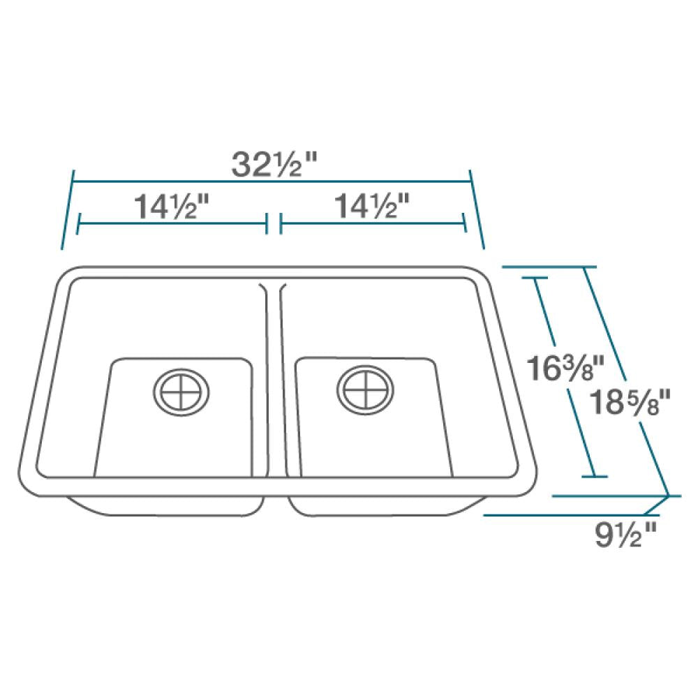 Rene 33" Composite Granite Kitchen Sink, 50/50 Double Bowl, Ivory, R3-1002-IVR-ST-CGF - The Sink Boutique