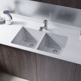 Rene 33" Composite Granite Kitchen Sink, 50/50 Double Bowl, Pewter, R3-1002-PWT-ST-CGF - The Sink Boutique