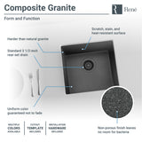 Rene 18" Composite Granite Kitchen Sink, Carbon, R3-1003-CAR-ST-CGS - The Sink Boutique