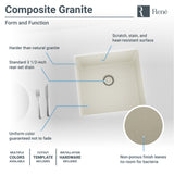 Rene 18" Composite Granite Kitchen Sink, Concrete, R3-1003-CON-ST-CGF - The Sink Boutique