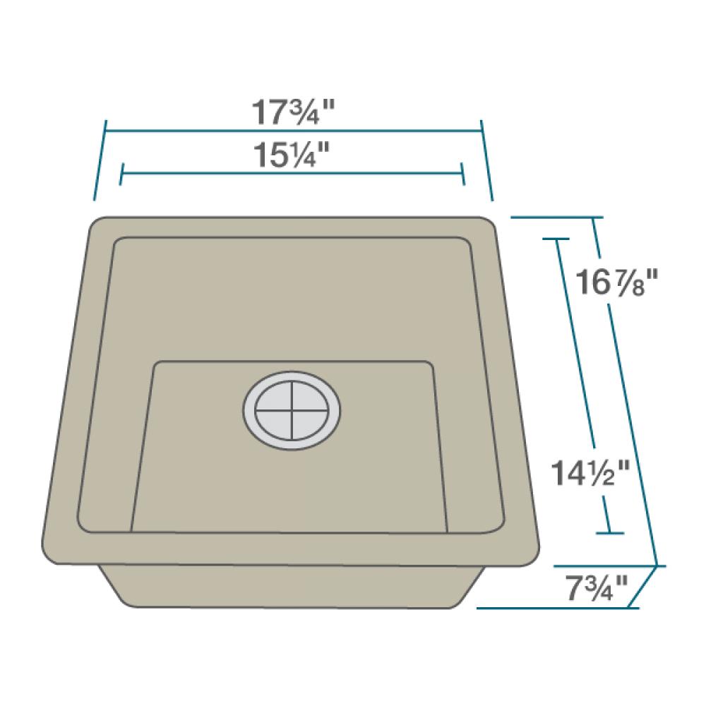 Rene 18" Composite Granite Kitchen Sink, Concrete, R3-1003-CON-ST-CGF - The Sink Boutique