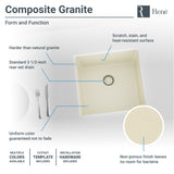 Rene 18" Composite Granite Kitchen Sink, Ecru, R3-1003-ECR-ST-CGF - The Sink Boutique