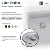 Rene 18" Composite Granite Kitchen Sink, Ecru, R3-1003-ECR-ST-CGS - The Sink Boutique