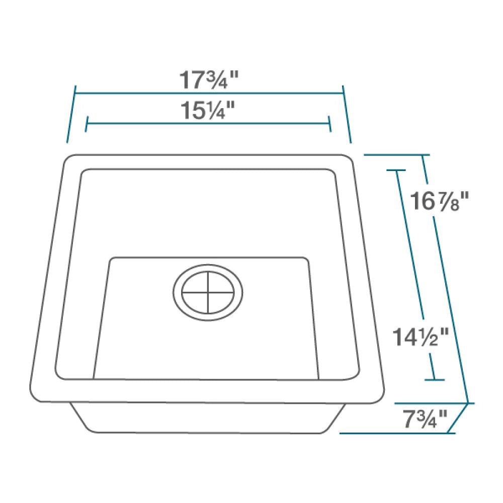 Rene 18" Composite Granite Kitchen Sink, Ivory, R3-1003-IVR-ST-CGS - The Sink Boutique