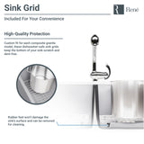 Rene 18" Composite Granite Kitchen Sink, Pewter, R3-1003-PWT-ST-CGF - The Sink Boutique