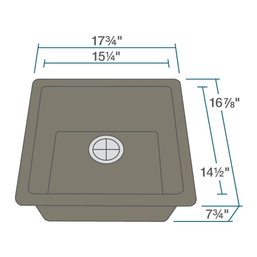 Rene 18" Composite Granite Kitchen Sink, Umber, R3-1003-UMB-ST-CGF - The Sink Boutique