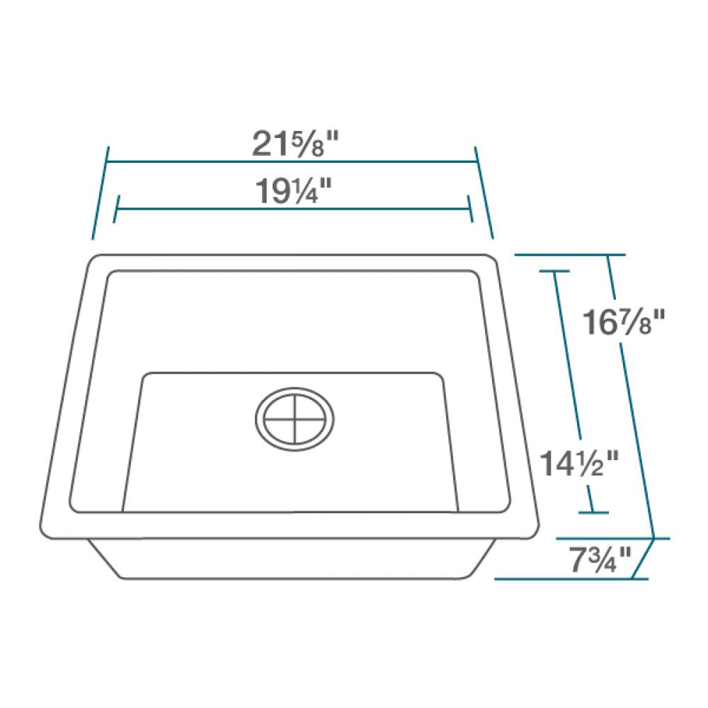 Rene 22" Composite Granite Kitchen Sink, Ivory, R3-1004-IVR-ST-CGF - The Sink Boutique