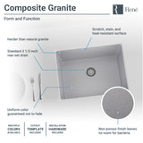 Rene 22" Composite Granite Kitchen Sink, Pewter, R3-1004-PWT-ST-CGF - The Sink Boutique