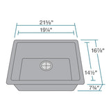 Rene 22" Composite Granite Kitchen Sink, Pewter, R3-1004-PWT-ST-CGS - The Sink Boutique