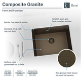 Rene 22" Composite Granite Kitchen Sink, Umber, R3-1004-UMB-ST-CGF - The Sink Boutique