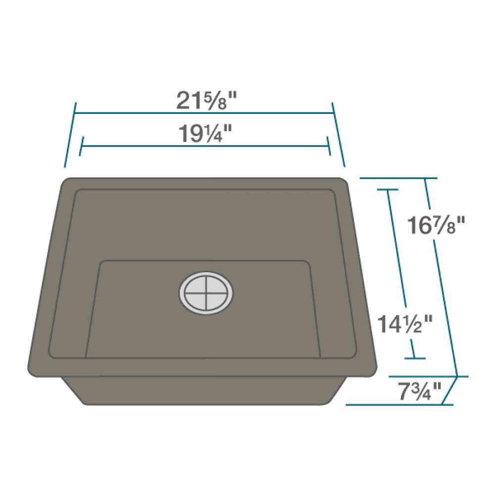 Rene 22" Composite Granite Kitchen Sink, Umber, R3-1004-UMB-ST-CGS - The Sink Boutique