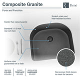 Rene 25" Composite Granite Kitchen Sink, Carbon, R3-1005-CAR-ST-CGF - The Sink Boutique