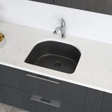 Rene 25" Composite Granite Kitchen Sink, Carbon, R3-1005-CAR-ST-CGF - The Sink Boutique