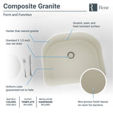 Rene 25" Composite Granite Kitchen Sink, Concrete, R3-1005-CON-ST-CGF - The Sink Boutique