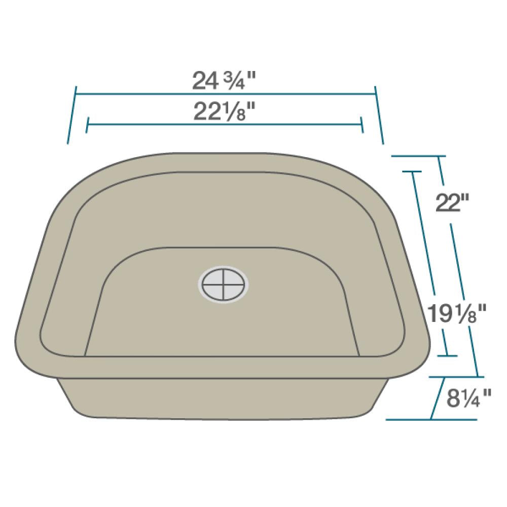 Rene 25" Composite Granite Kitchen Sink, Concrete, R3-1005-CON-ST-CGF - The Sink Boutique