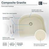 Rene 25" Composite Granite Kitchen Sink, Ecru, R3-1005-ECR-ST-CGF - The Sink Boutique