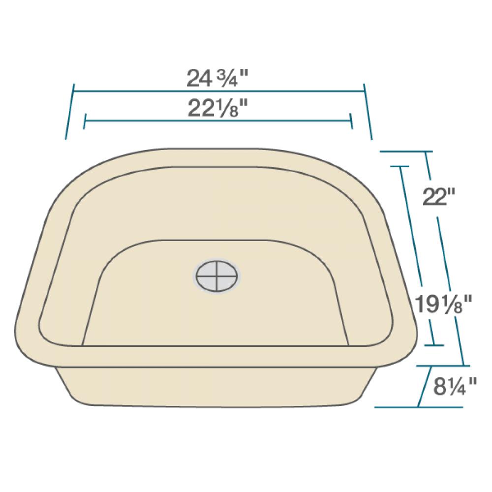 Rene 25" Composite Granite Kitchen Sink, Ecru, R3-1005-ECR-ST-CGS - The Sink Boutique