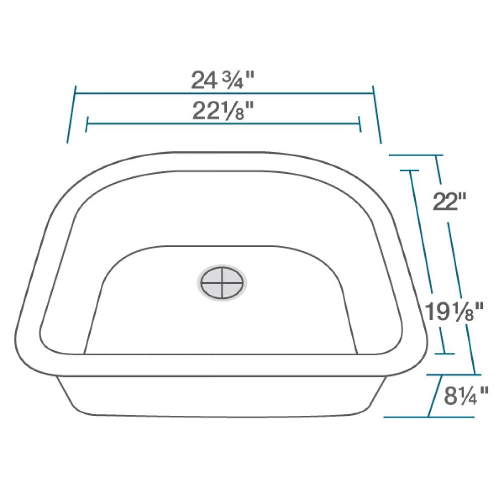 Rene 25" Composite Granite Kitchen Sink, Ivory, R3-1005-IVR-ST-CGF - The Sink Boutique