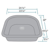 Rene 25" Composite Granite Kitchen Sink, Pewter, R3-1005-PWT-ST-CGF - The Sink Boutique