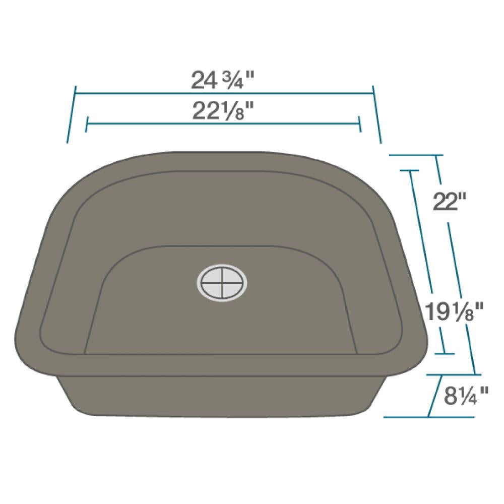 Rene 25" Composite Granite Kitchen Sink, Umber, R3-1005-UMB-ST-CGF - The Sink Boutique