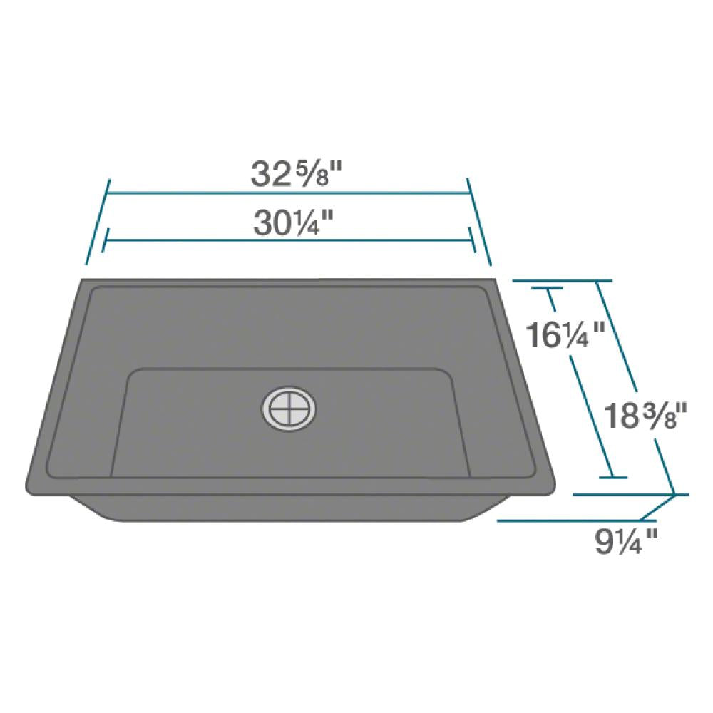 Rene 33" Composite Granite Kitchen Sink, Carbon, R3-1006-CAR-ST-CGF - The Sink Boutique