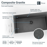 Rene 33" Composite Granite Kitchen Sink, Carbon, R3-1006-CAR-ST-CGS - The Sink Boutique