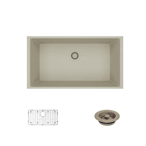 Alternate Image for Rene 33" Composite Granite Kitchen Sink, Concrete, R3-1006-CON-ST-CGF
