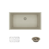 Rene 33" Composite Granite Kitchen Sink, Concrete, R3-1006-CON-ST-CGF