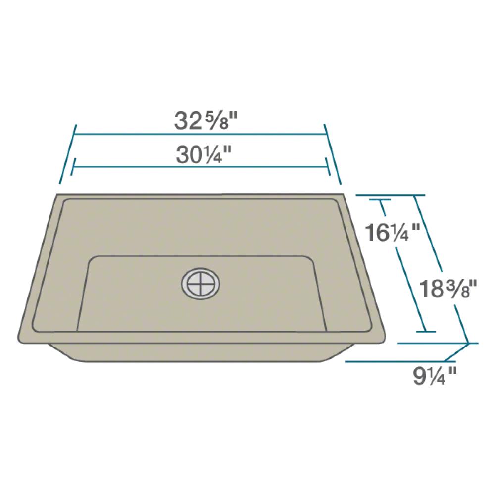 Rene 33" Composite Granite Kitchen Sink, Concrete, R3-1006-CON-ST-CGF - The Sink Boutique