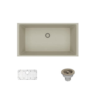Alternate Image for Rene 33" Composite Granite Kitchen Sink, Concrete, R3-1006-CON-ST-CGS