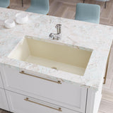 Rene 33" Composite Granite Kitchen Sink, Ecru, R3-1006-ECR-ST-CGF - The Sink Boutique