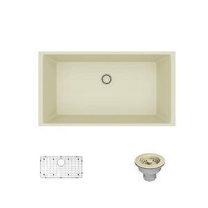 Alternate Image for Rene 33" Composite Granite Kitchen Sink, Ecru, R3-1006-ECR-ST-CGS