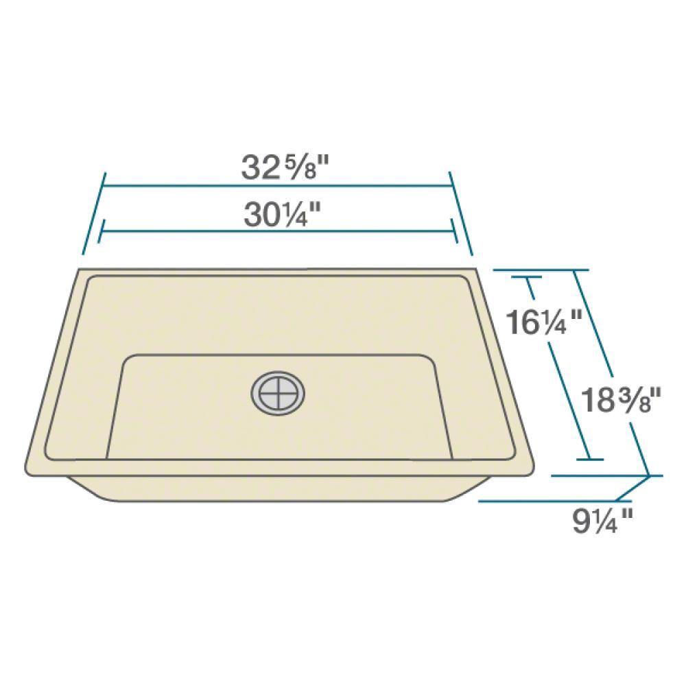 Rene 33" Composite Granite Kitchen Sink, Ecru, R3-1006-ECR-ST-CGS - The Sink Boutique