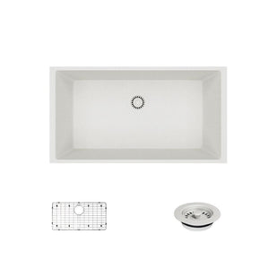 Alternate Image for Rene 33" Composite Granite Kitchen Sink, Ivory, R3-1006-IVR-ST-CGF