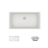 Rene 33" Composite Granite Kitchen Sink, Ivory, R3-1006-IVR-ST-CGF