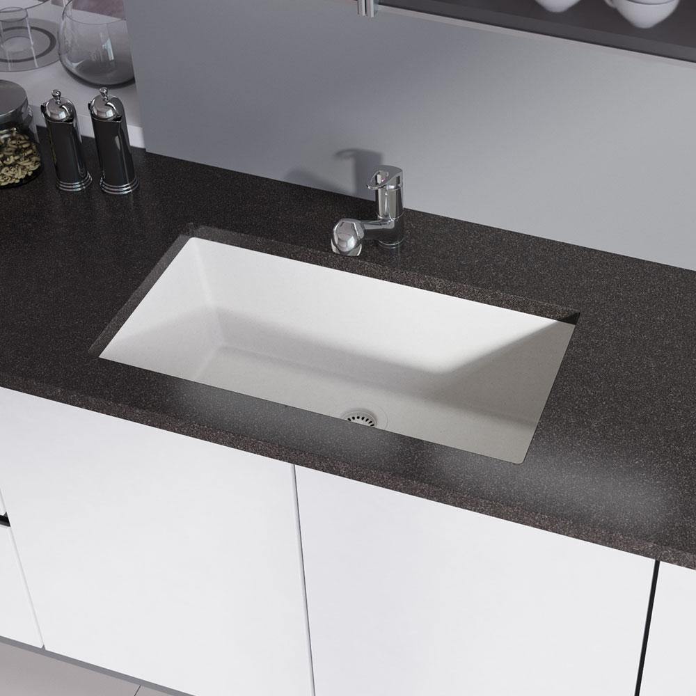Rene 33" Composite Granite Kitchen Sink, Ivory, R3-1006-IVR-ST-CGF - The Sink Boutique