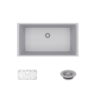Alternate Image for Rene 33" Composite Granite Kitchen Sink, Pewter, R3-1006-PWT-ST-CGF