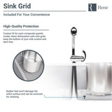 Rene 33" Composite Granite Kitchen Sink, Pewter, R3-1006-PWT-ST-CGF - The Sink Boutique